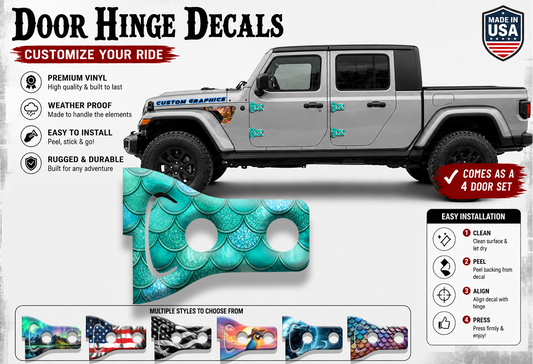 Teal mermaid scales Door hinge decals 93t