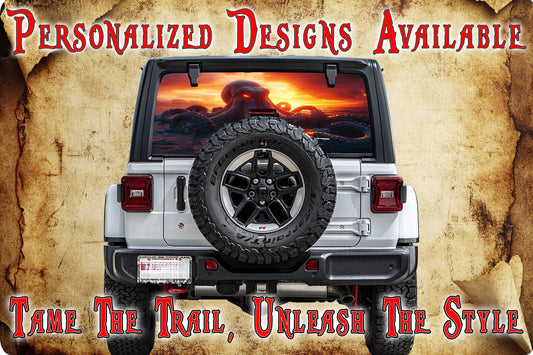 red Kraken rear window see through graphic.