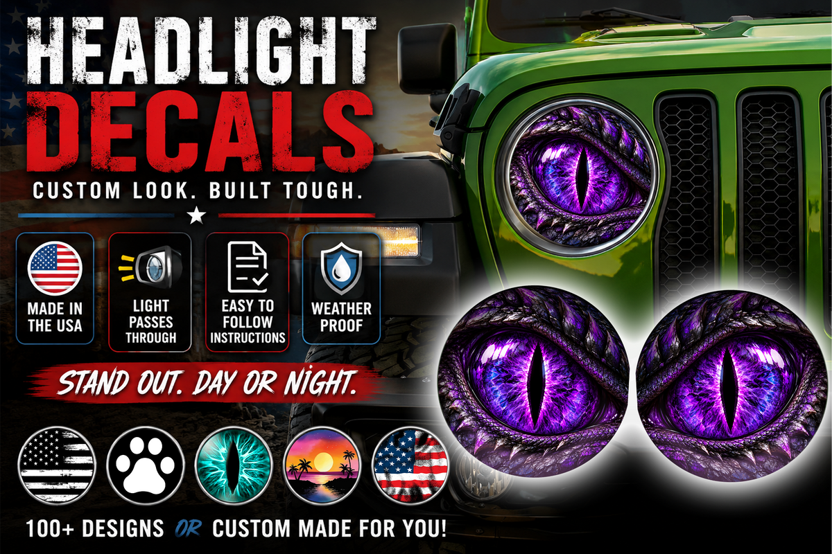 Purple dragon eye headlight decals