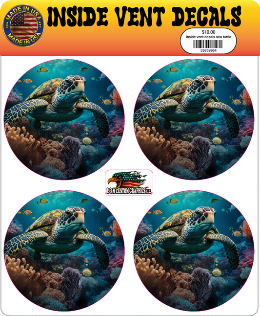 Inside vent decals sea turtle