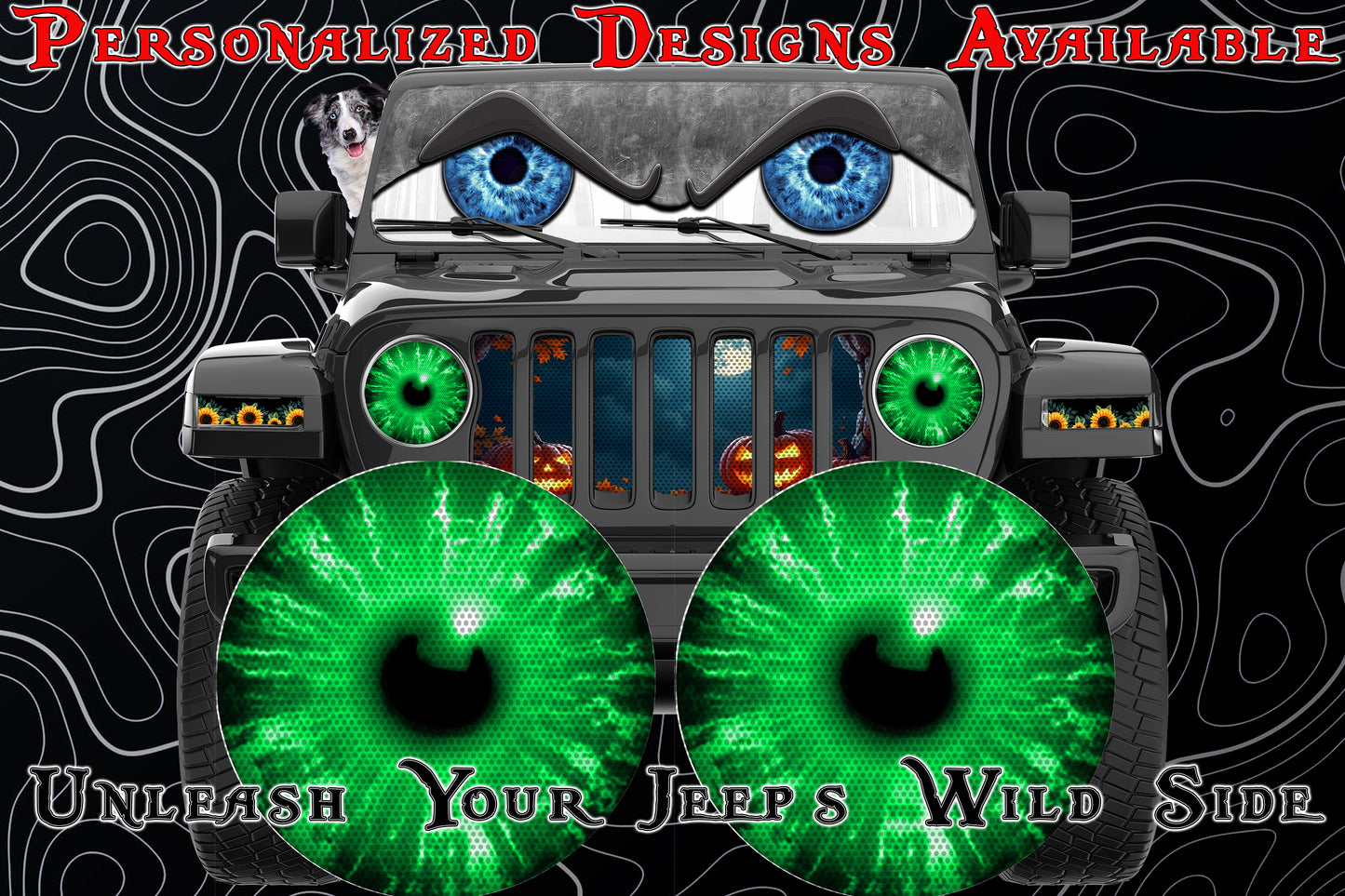 green headlight decal
