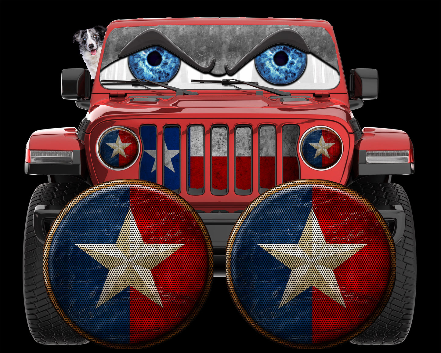 Texas round headlight decals