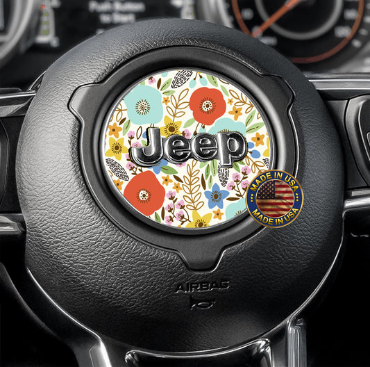Steering wheel decal Whimsical flowers