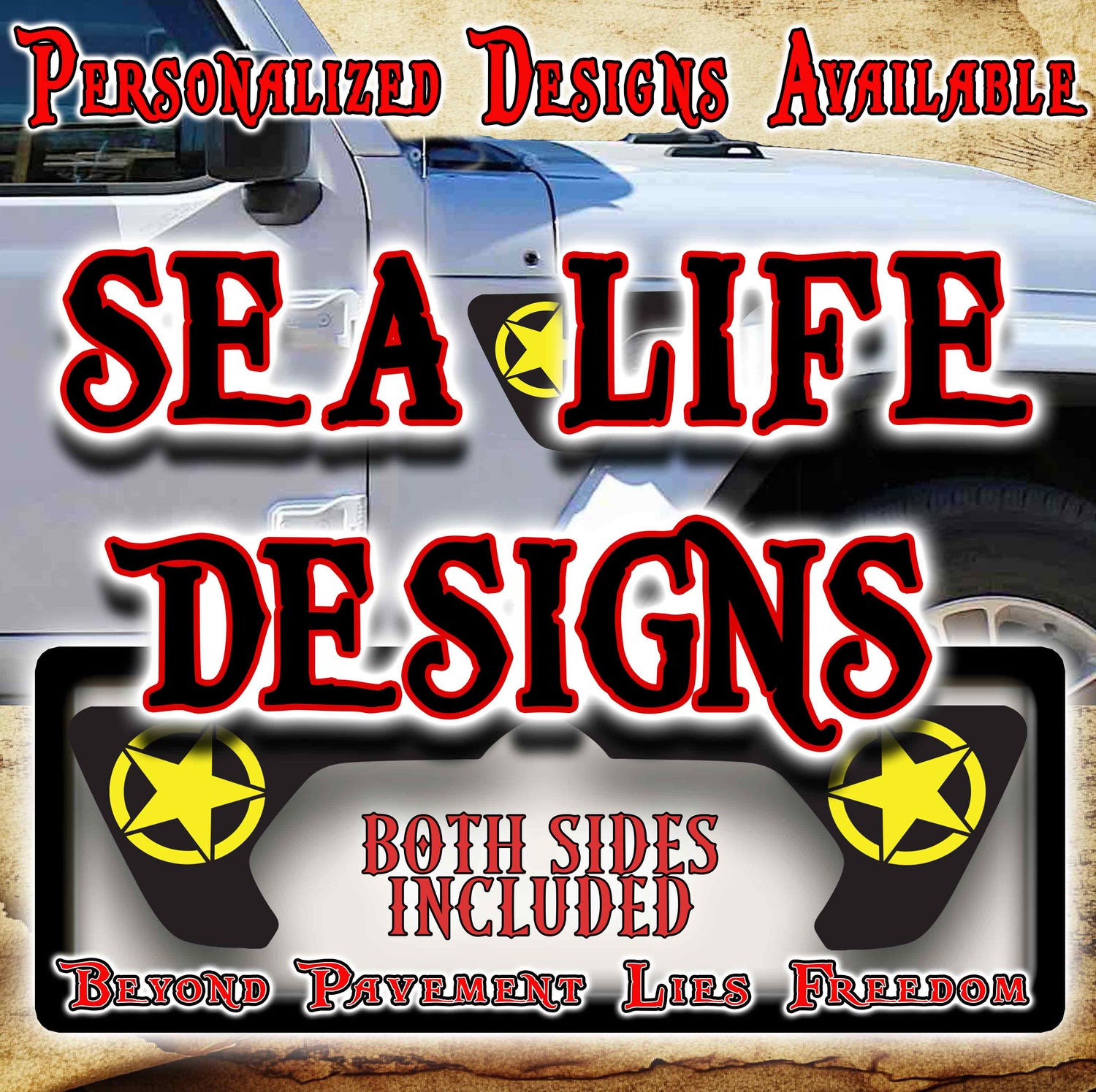 Jeep fender vent decals Sea life