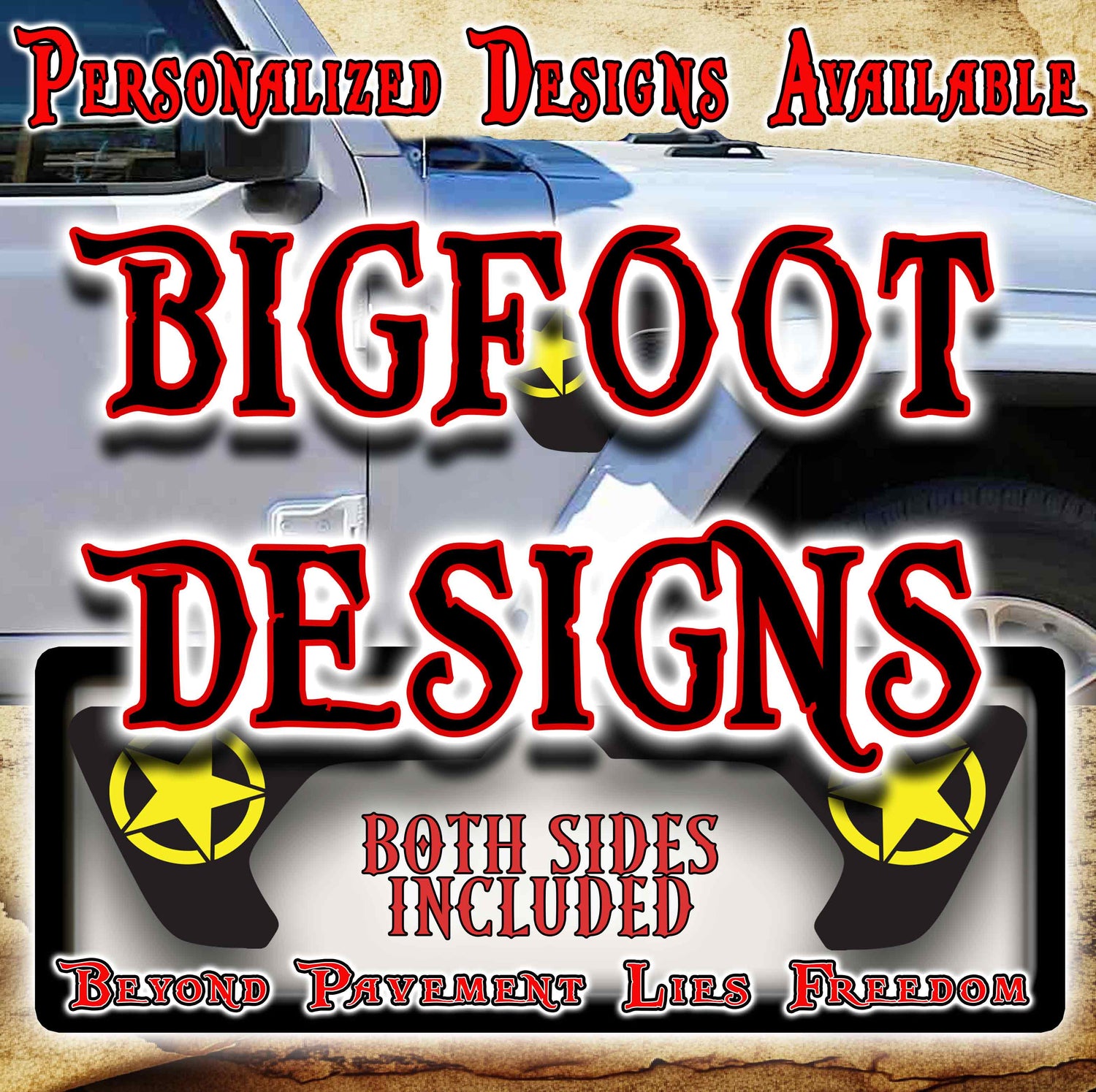 Jeep fender vent decals Bigfoot