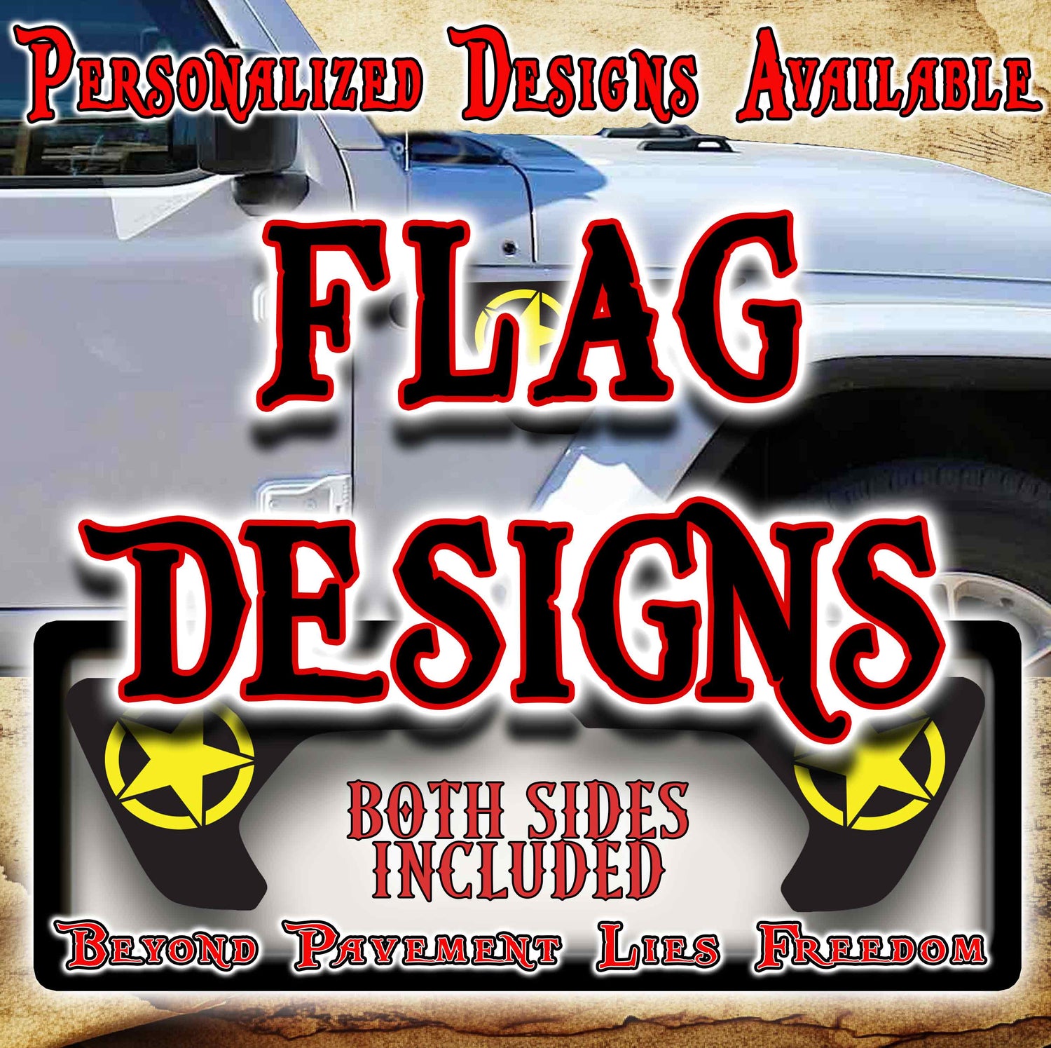 Jeep fender vent decals Flag