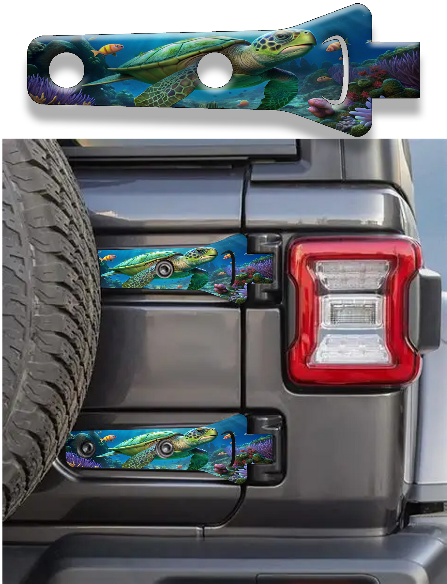 Rear gate hinge decal