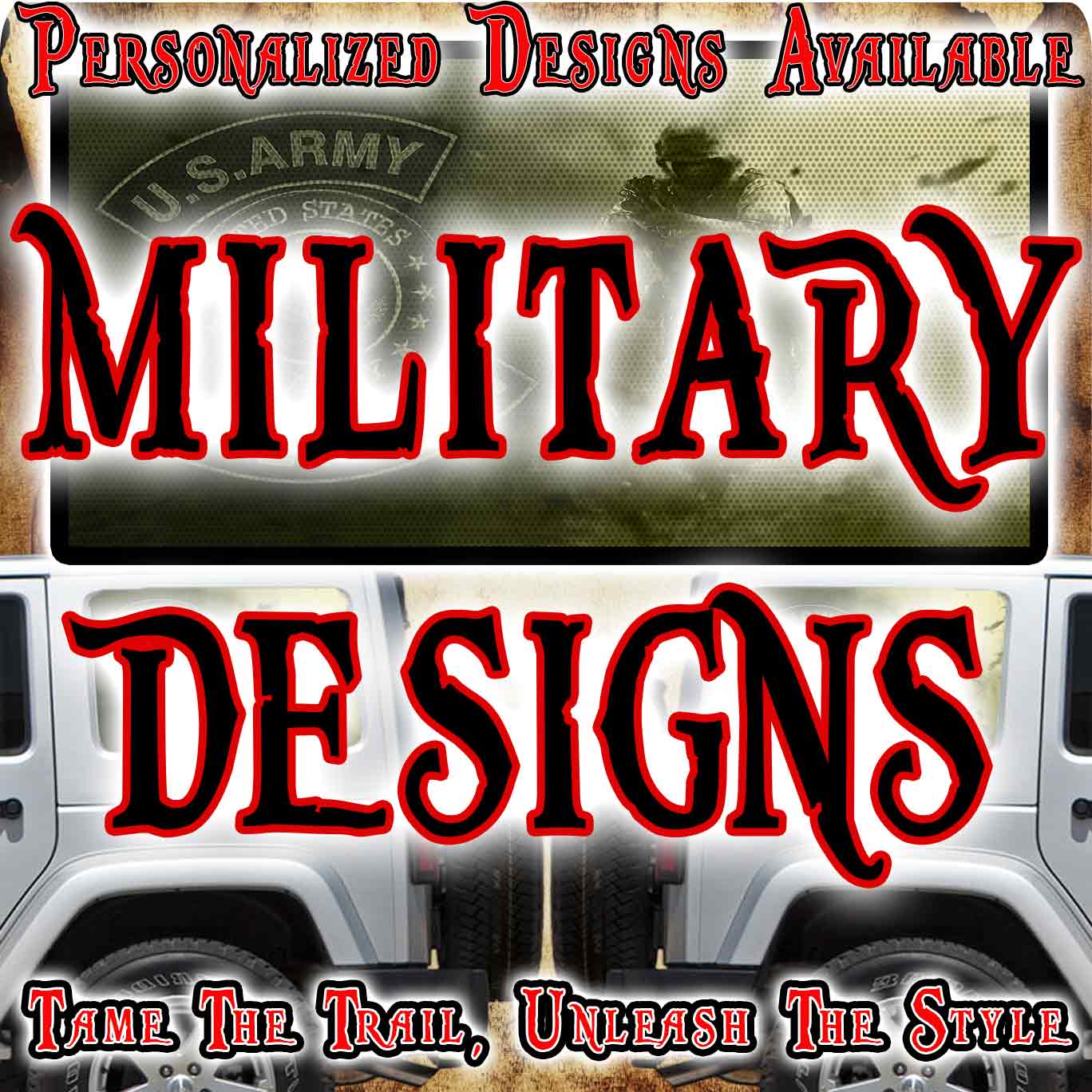 Rear side window wrap Military