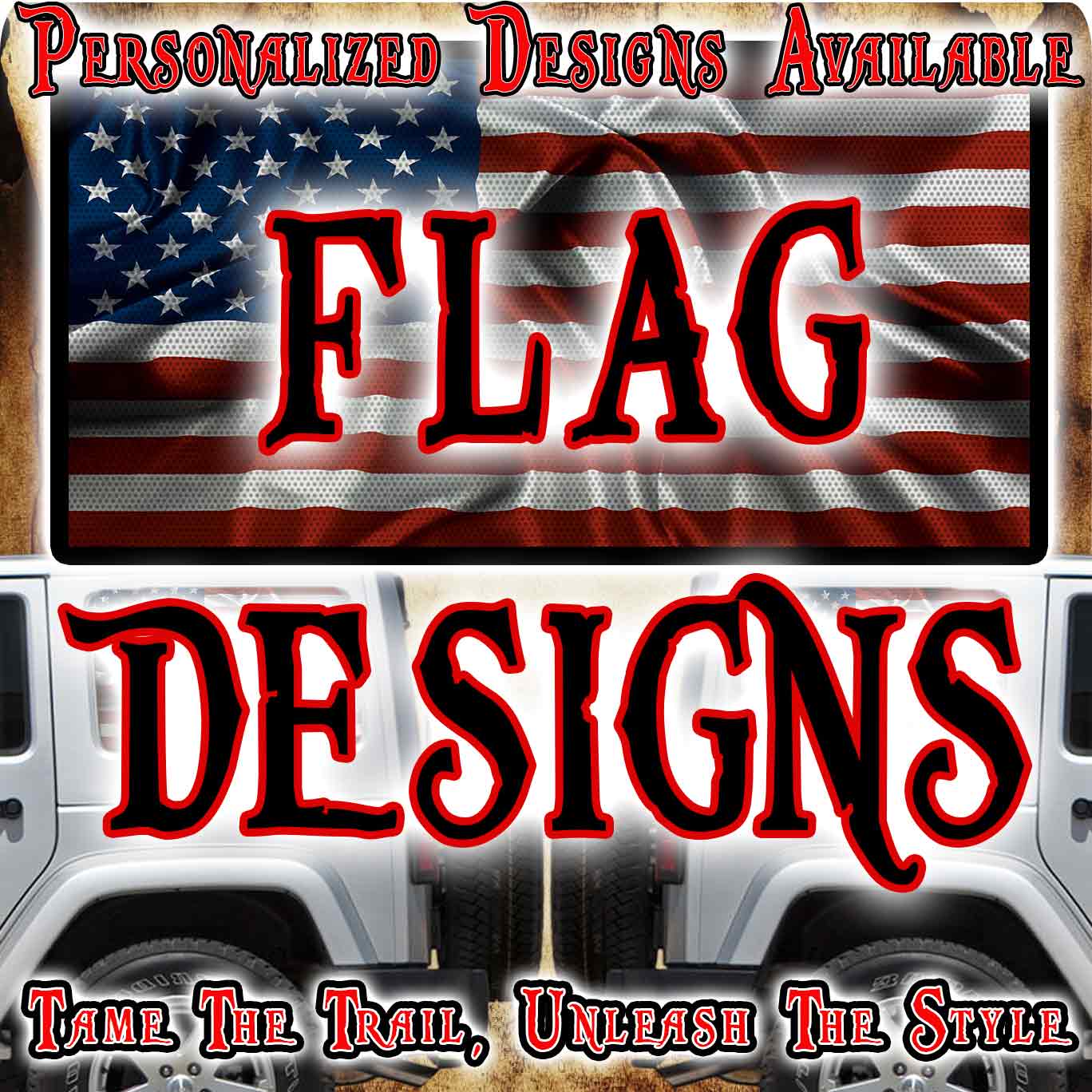 Rear side window wrap Flags