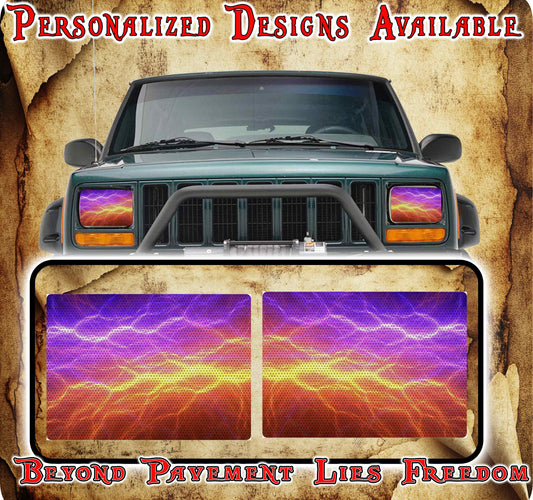 Orange lighting Eye decals for YJ or 5x7 headlights