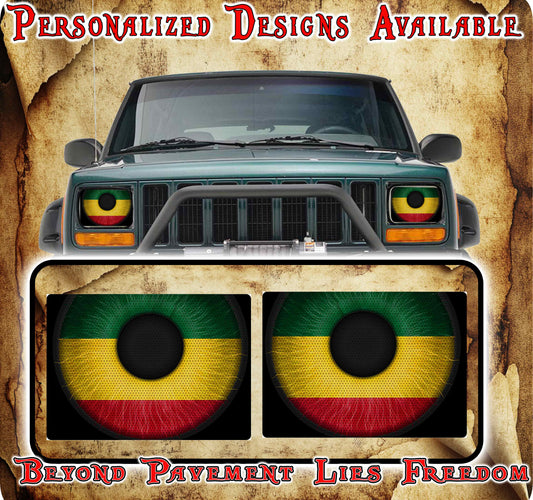 Jamaica eyes decals for YJ or 5x7 headlights