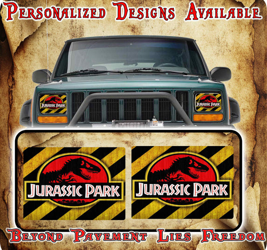Jurassic Eye decals for YJ or XJ 5x7 headlights