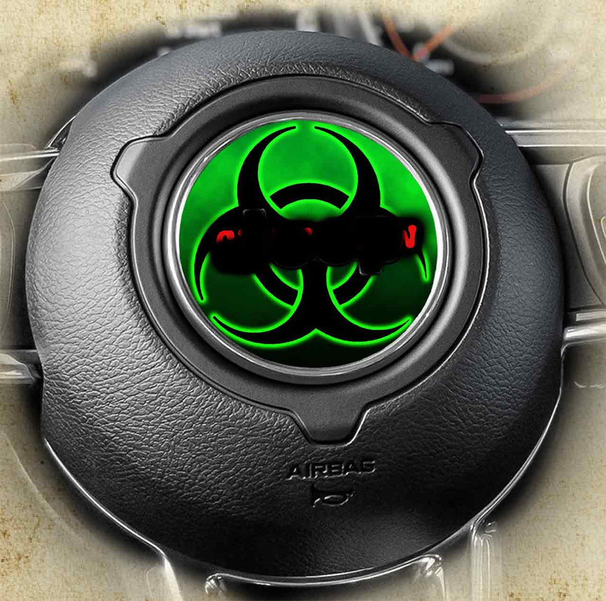 Biohazard Car Rims Steering wheel decal Bio hazard 150 – L & M custom graphics LLC