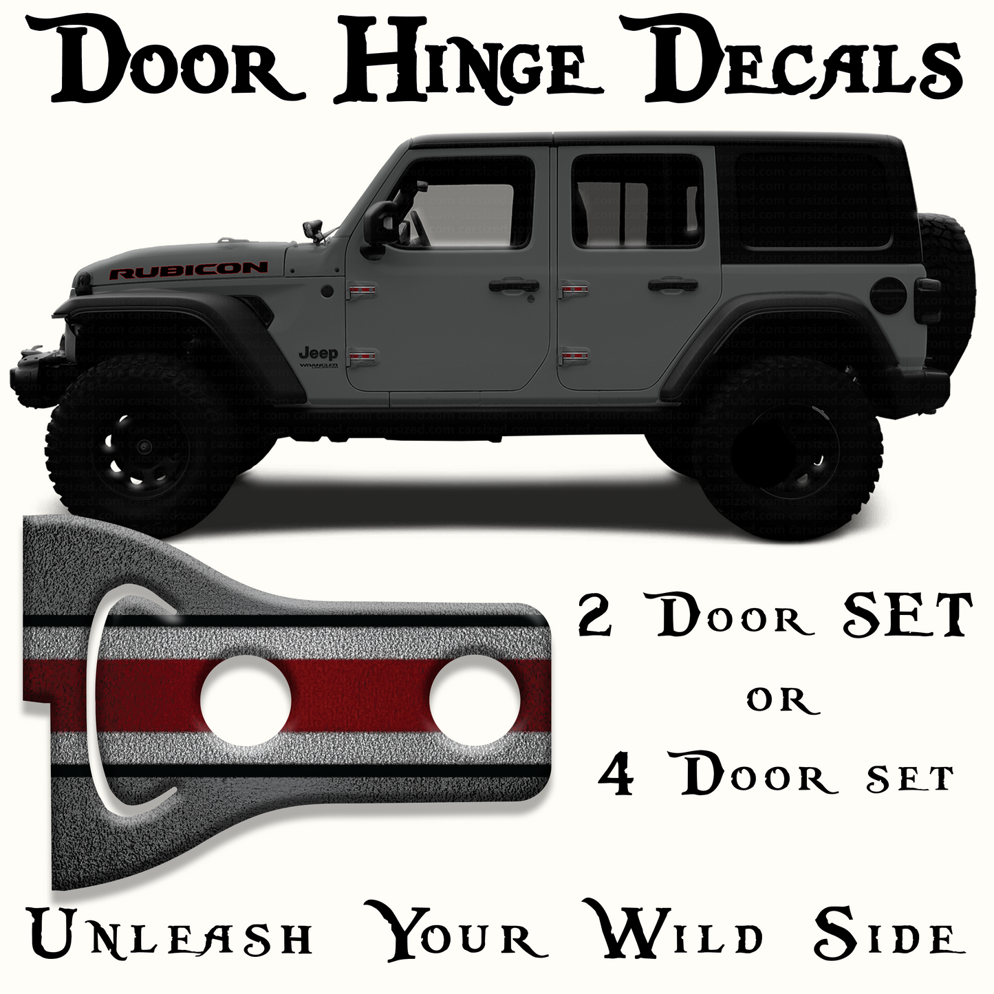 Scarlet and gray print Door hinge decals 49
