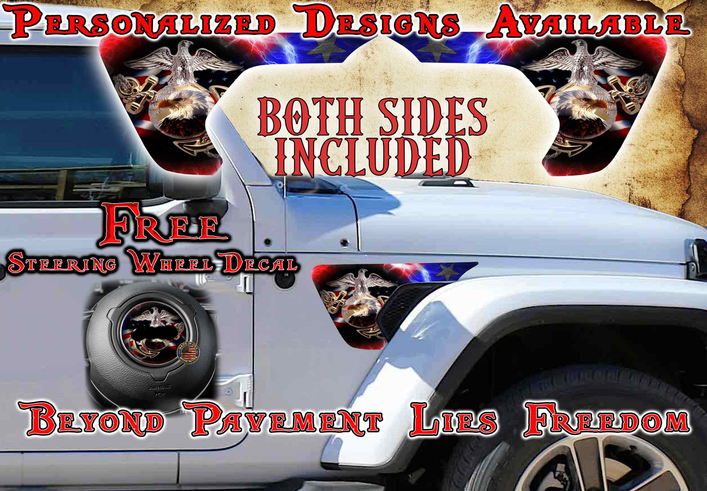 USMC EGA fender vent decal for the JL or JT 2018 or newer