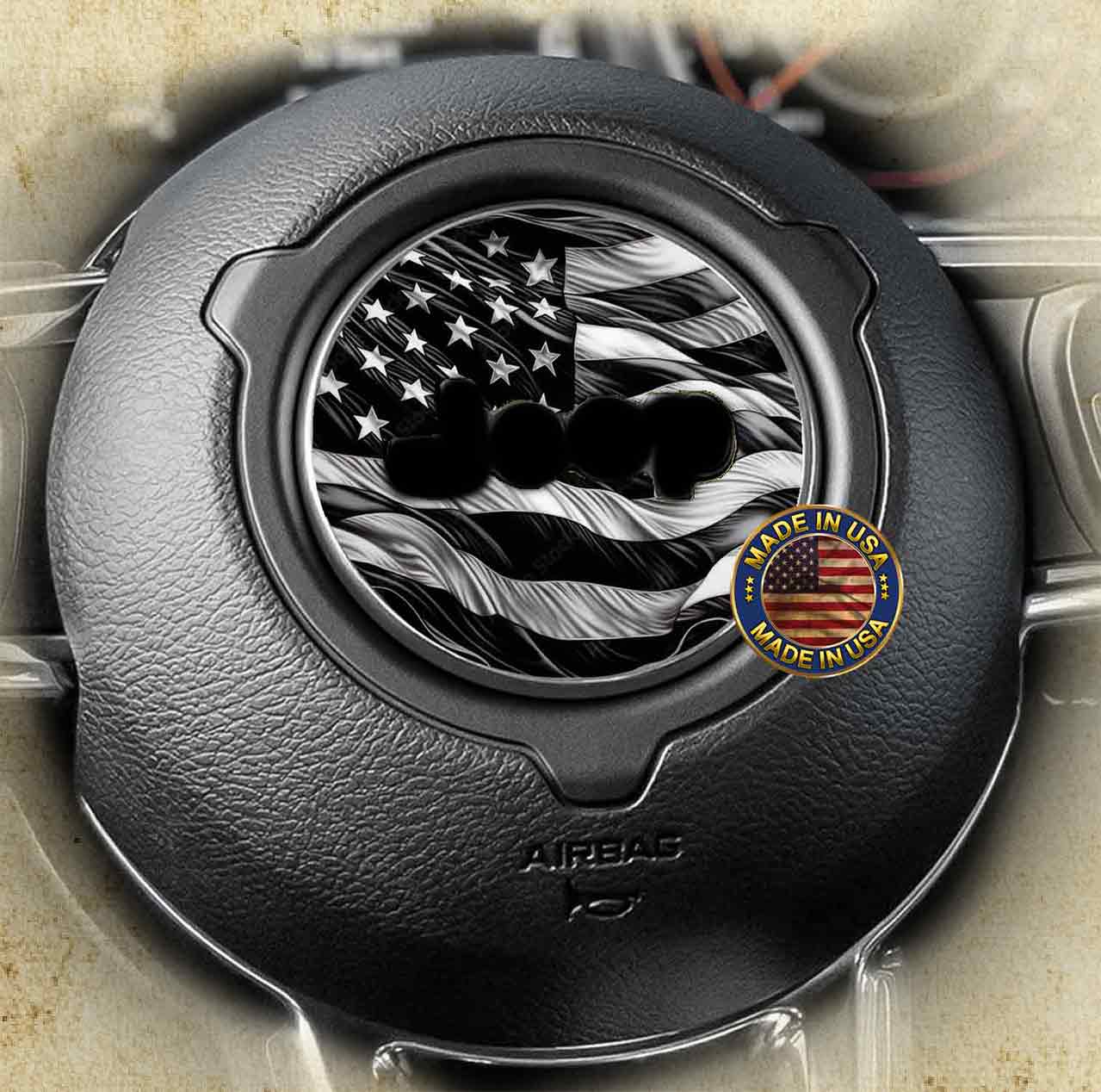 Steering wheel decal Black and white flag