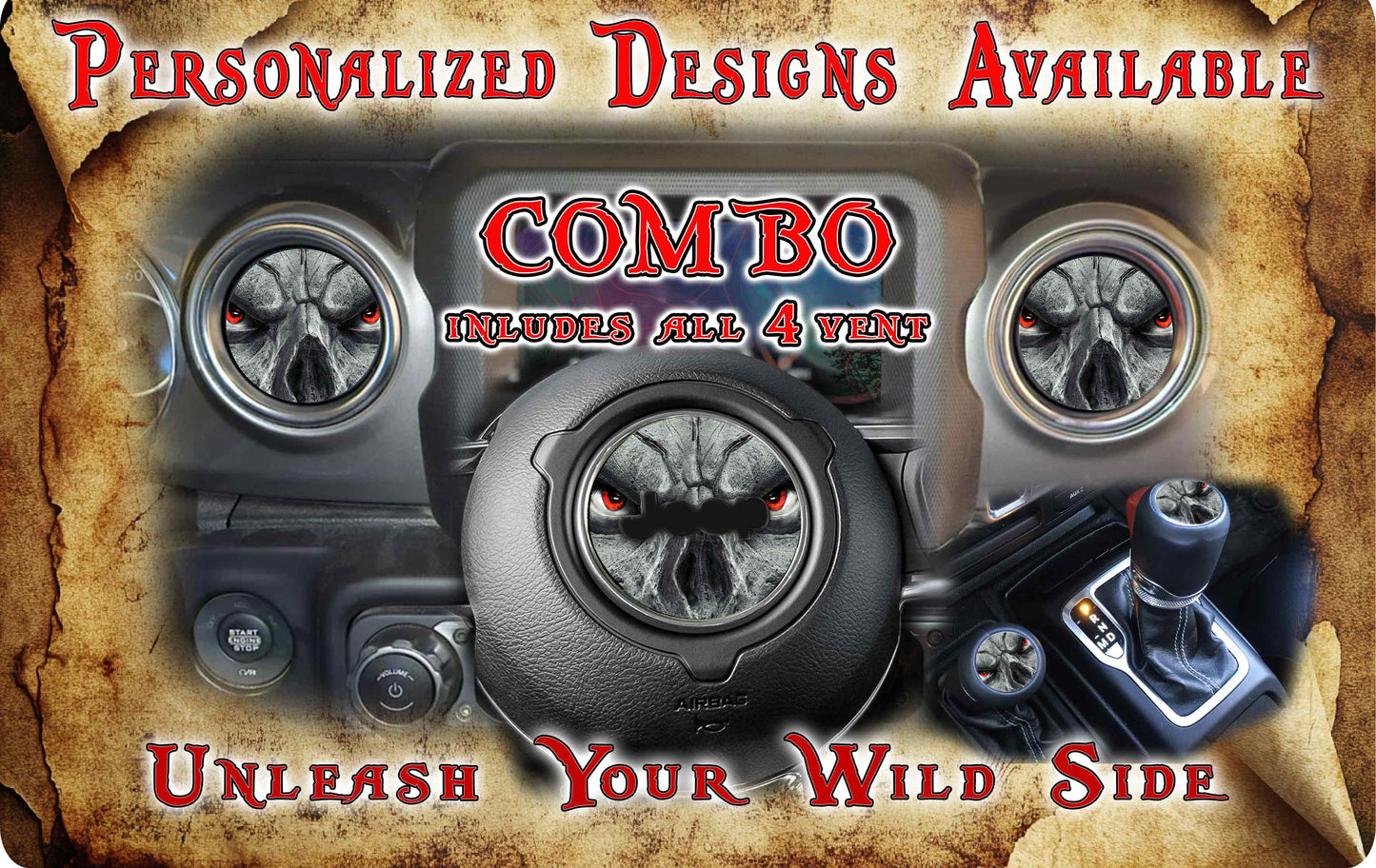 Steering wheel decal Skull face 212
