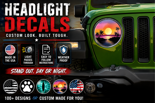 Beach sun round headlight decals 36