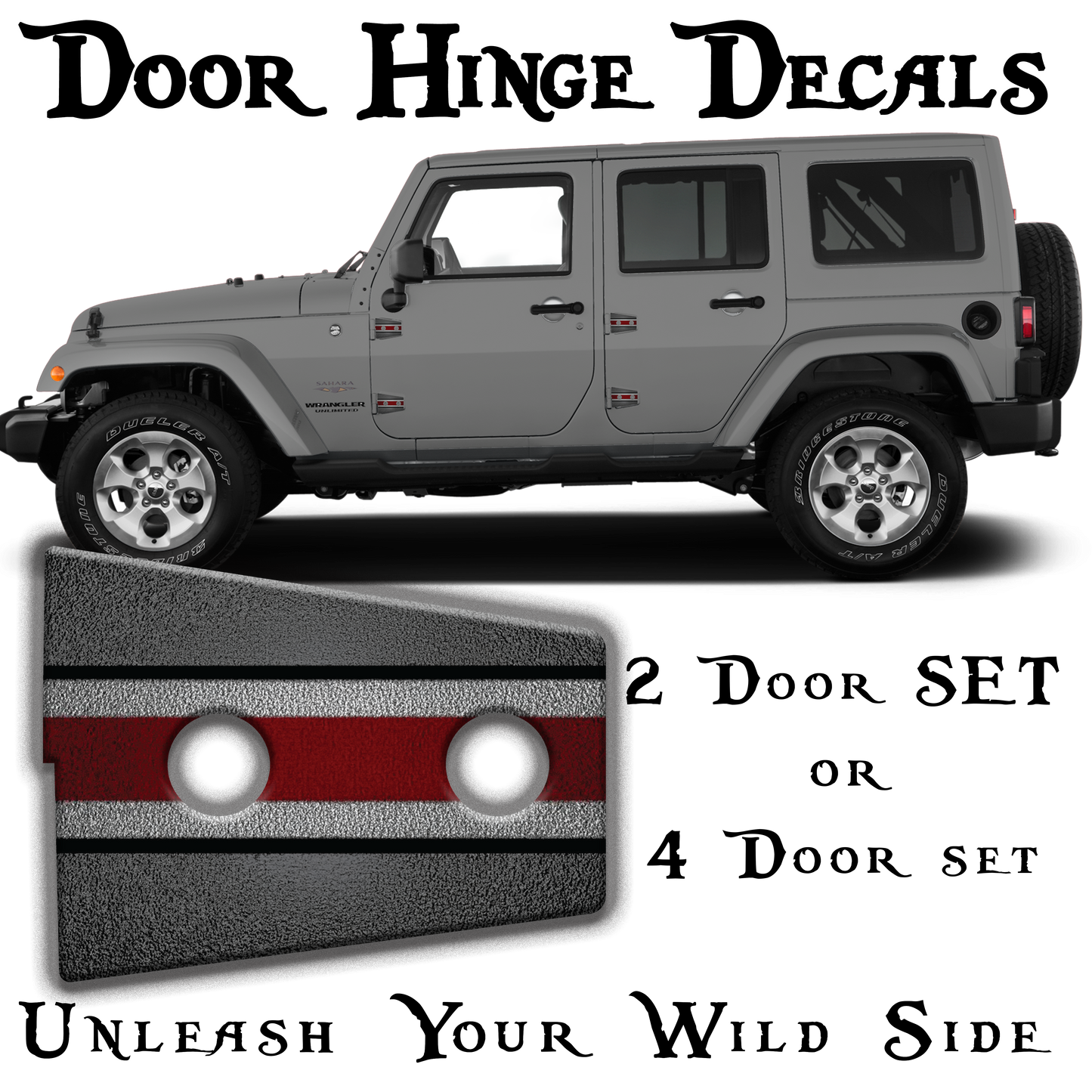 Scarlet and gray print Door hinge decals 49