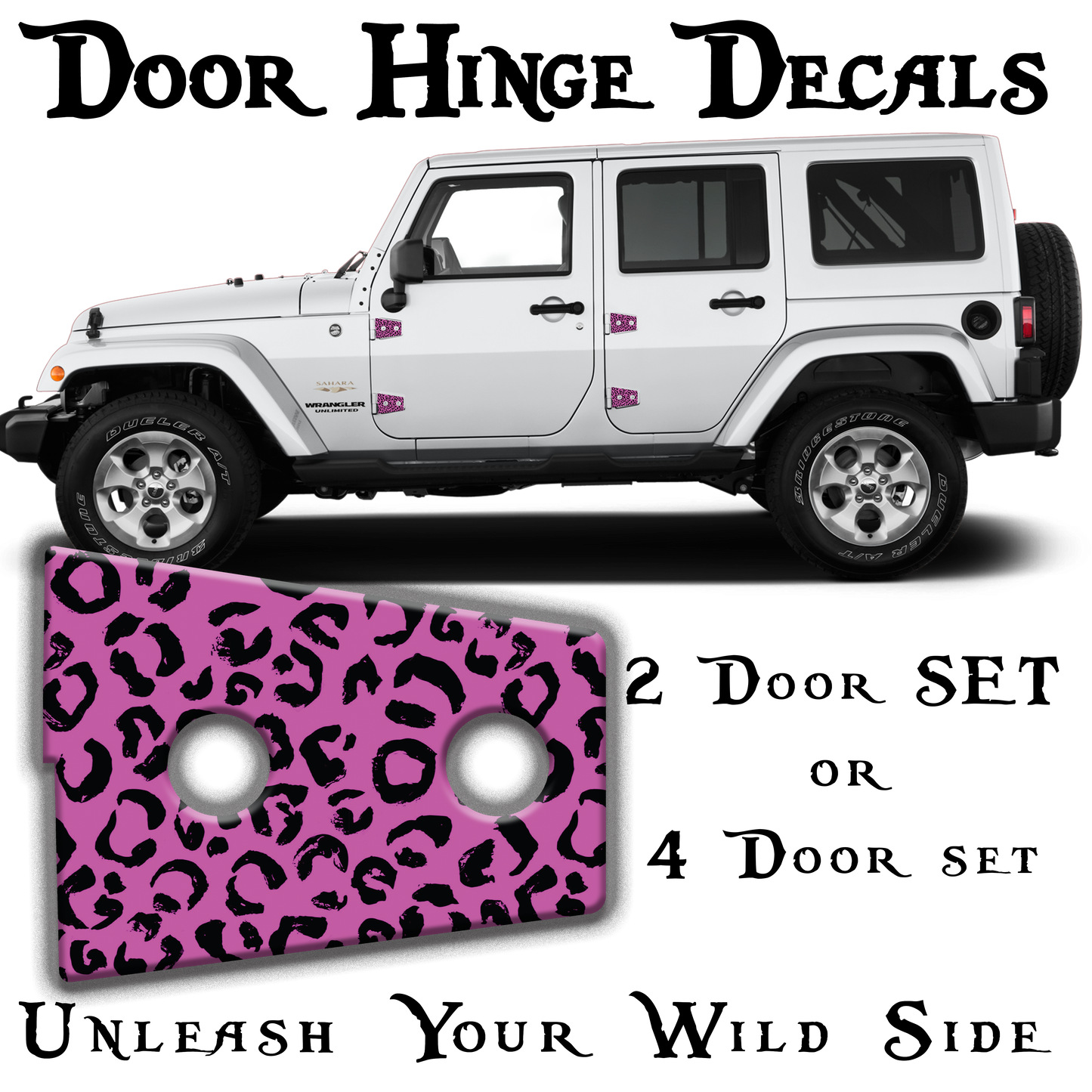 Black and pink lepord print Door hinge decals 54