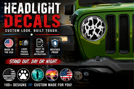 Cow print round headlight decals 61