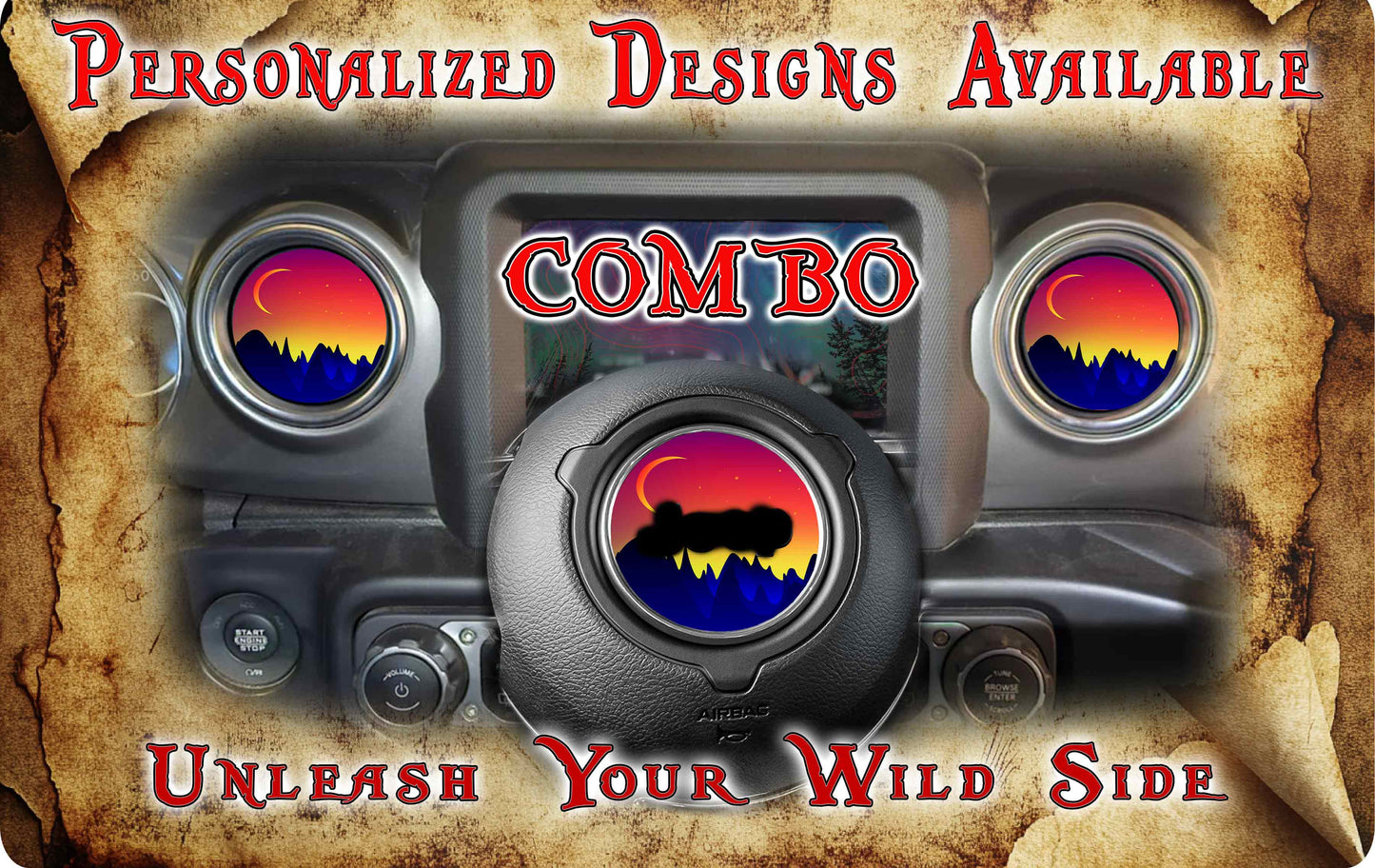 Steering wheel decal Mountain set