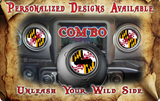 Steering wheel decal Maryland flag