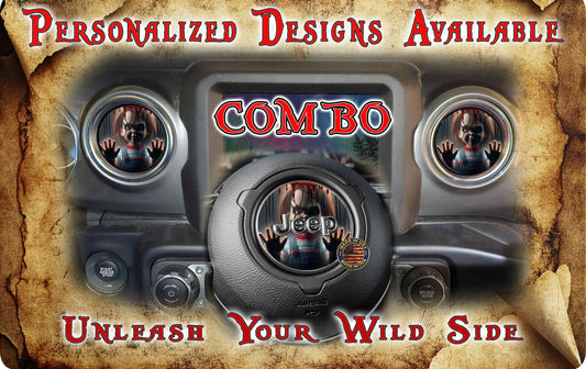 Steering wheel decal chucky