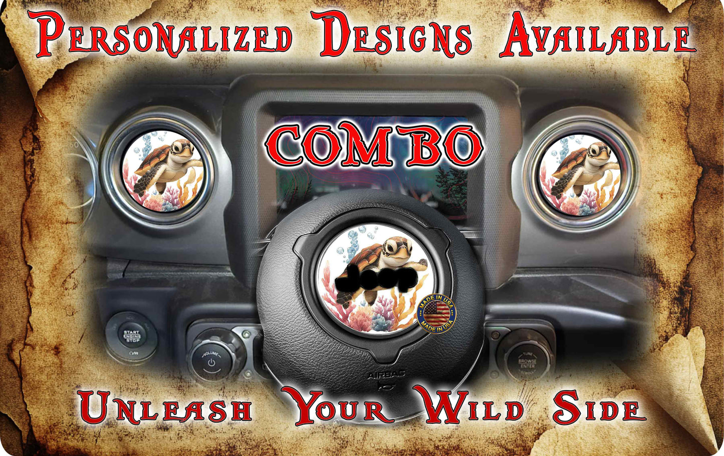 Steering wheel decal Sea turtle