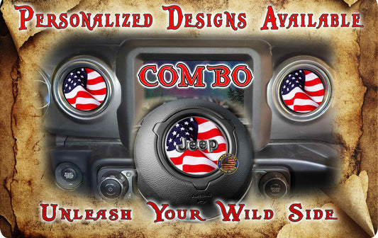 Steering wheel decal American flag