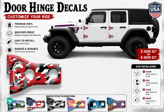Red camo Door hinge decals 84