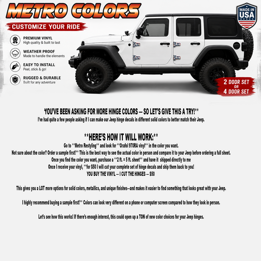 Solid custom hinge decals