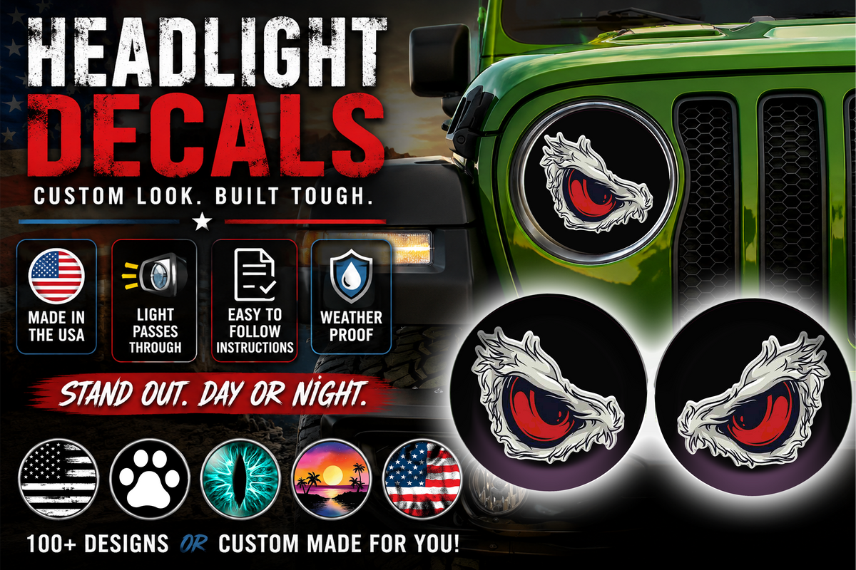 Red eye hawk headlight decal 100