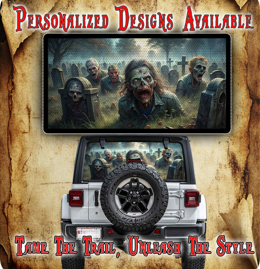 Zombie cow Rear window see through graphic.