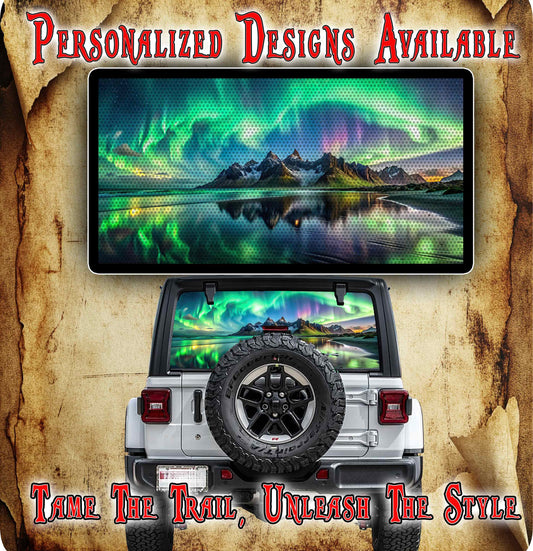 Northern lights Rear window see through graphic.