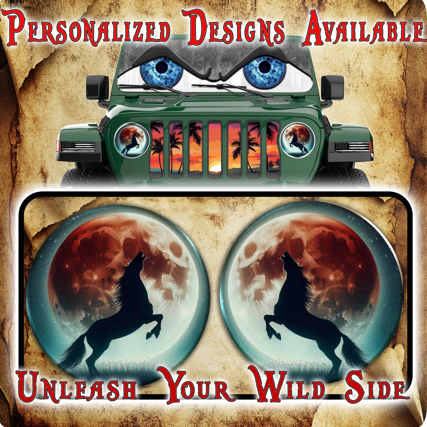Horse and Moon headlight decal 104
