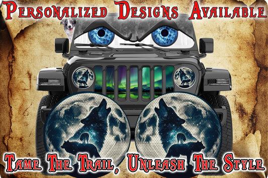 wolf and Moon headlight decal
