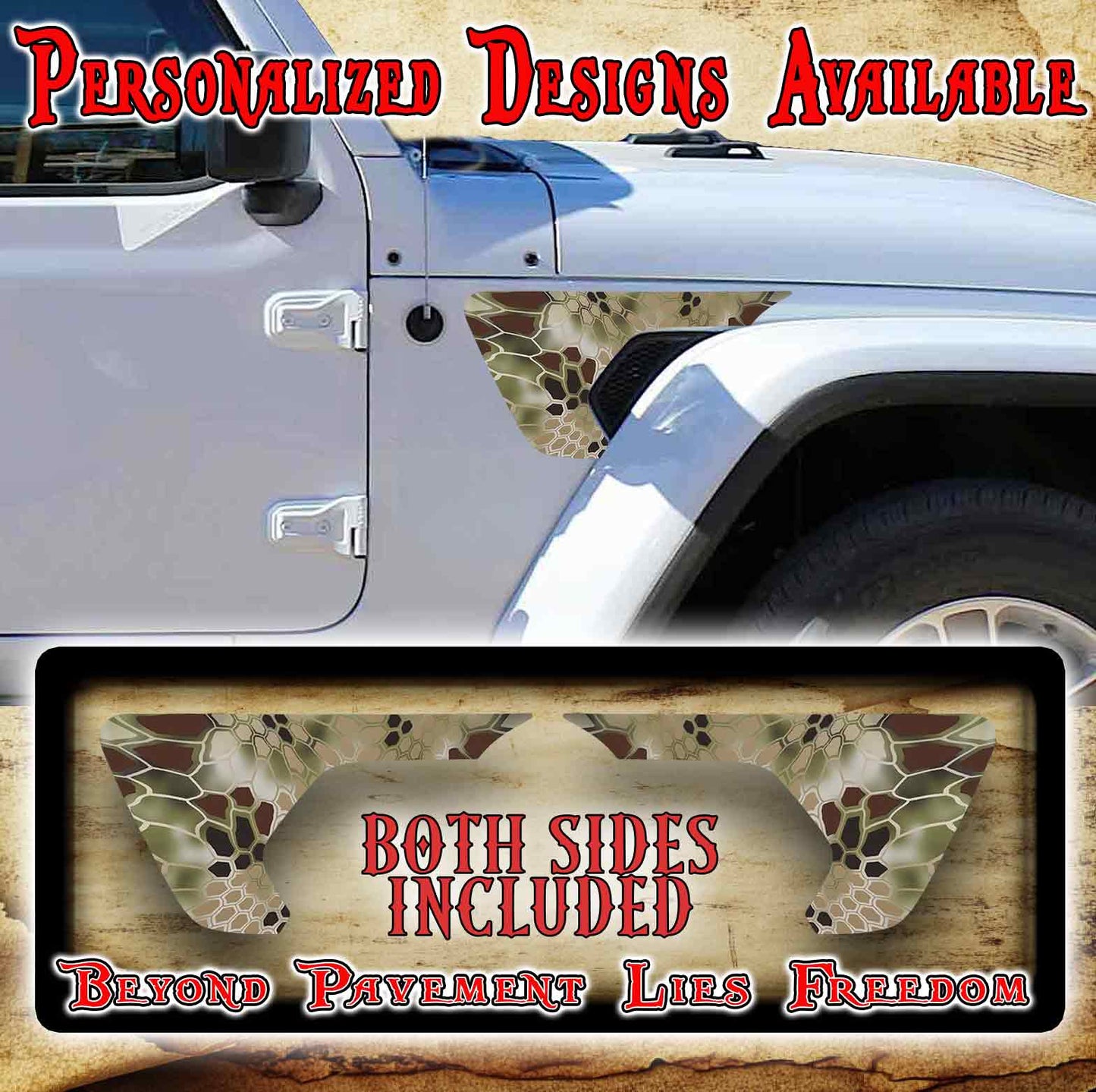 kryptic camo fender vent decal for the JL or JT 2018 or newer 110