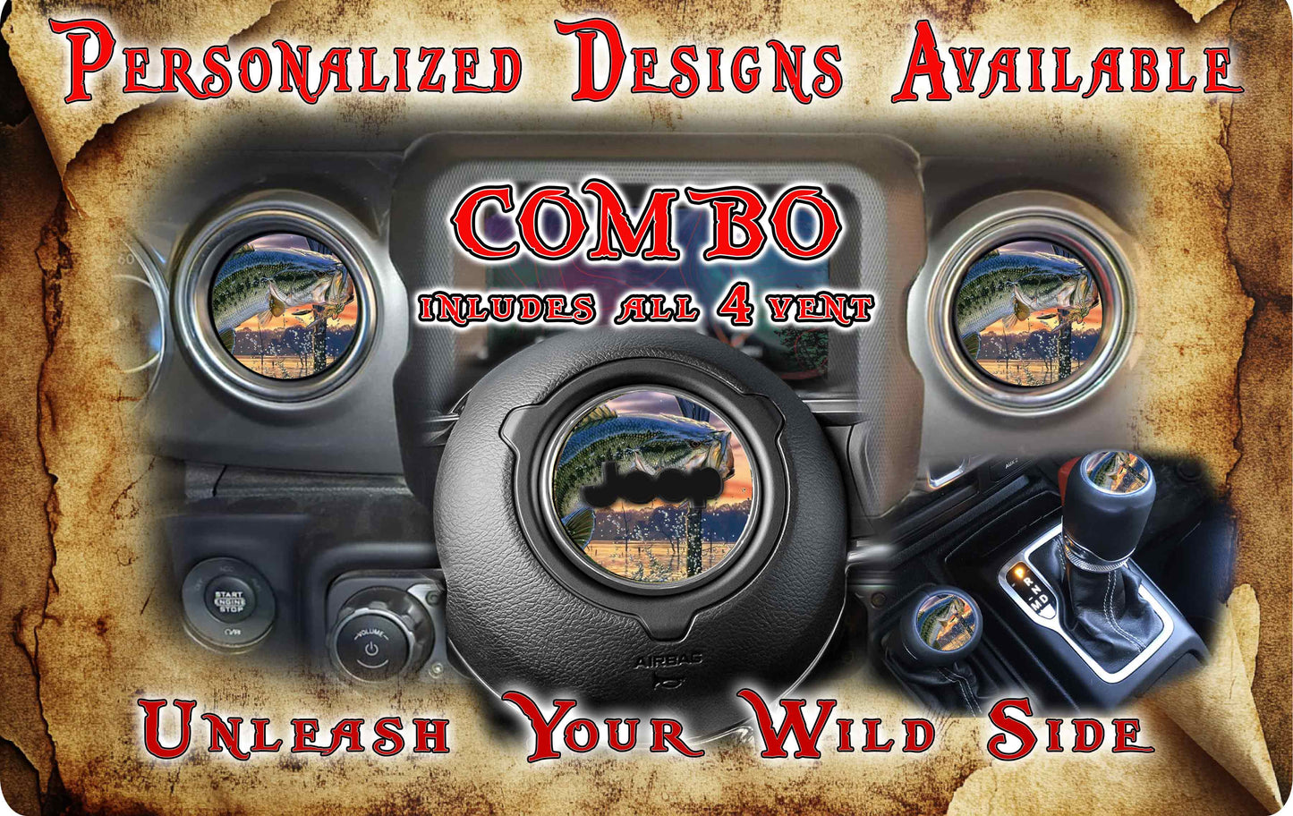 Steering wheel decal Jumping bass 112