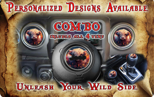 Steering wheel decal Highland cow 114