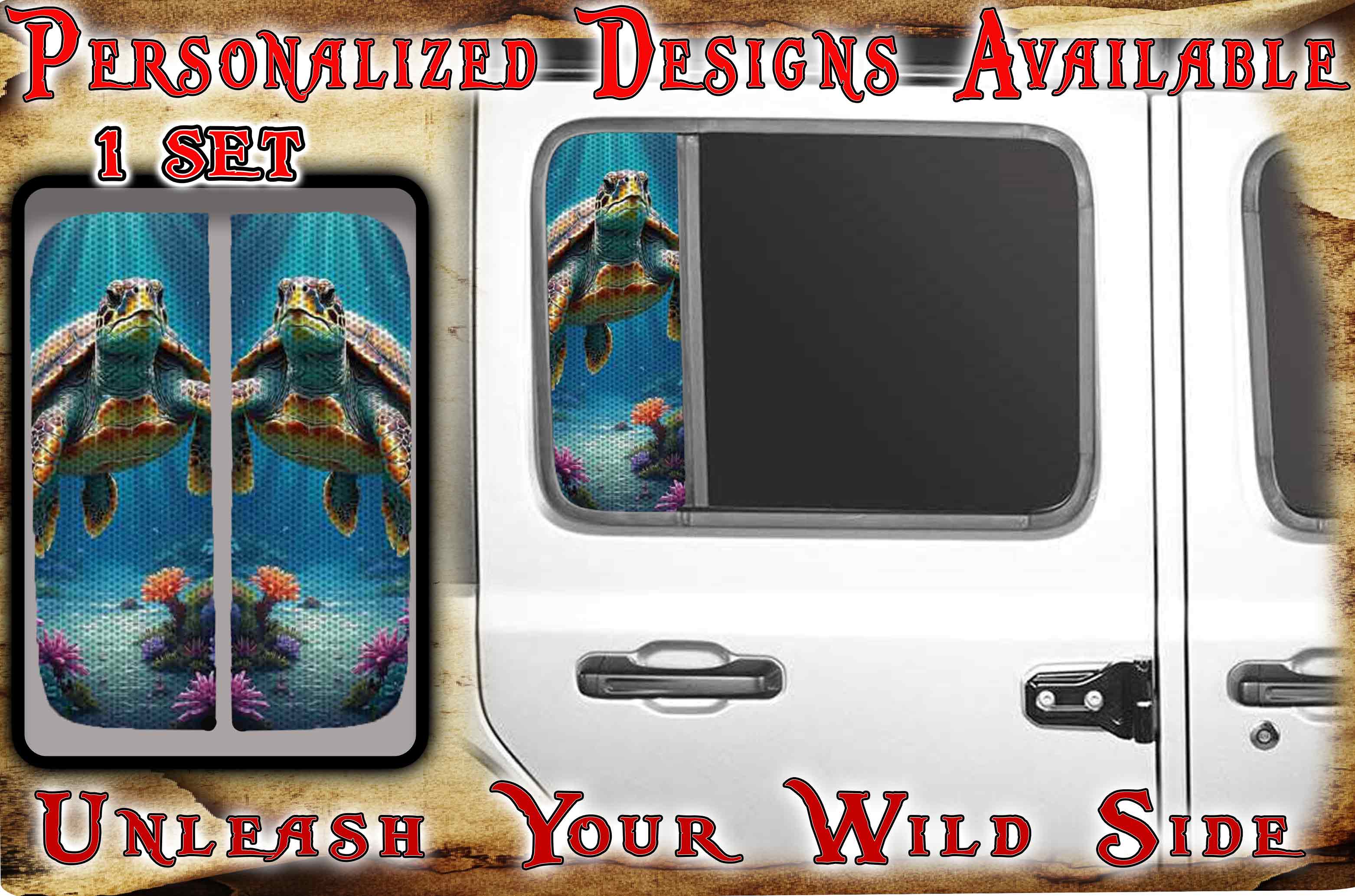 Side door window Sea Turtle 195 – L & M custom graphics LLC