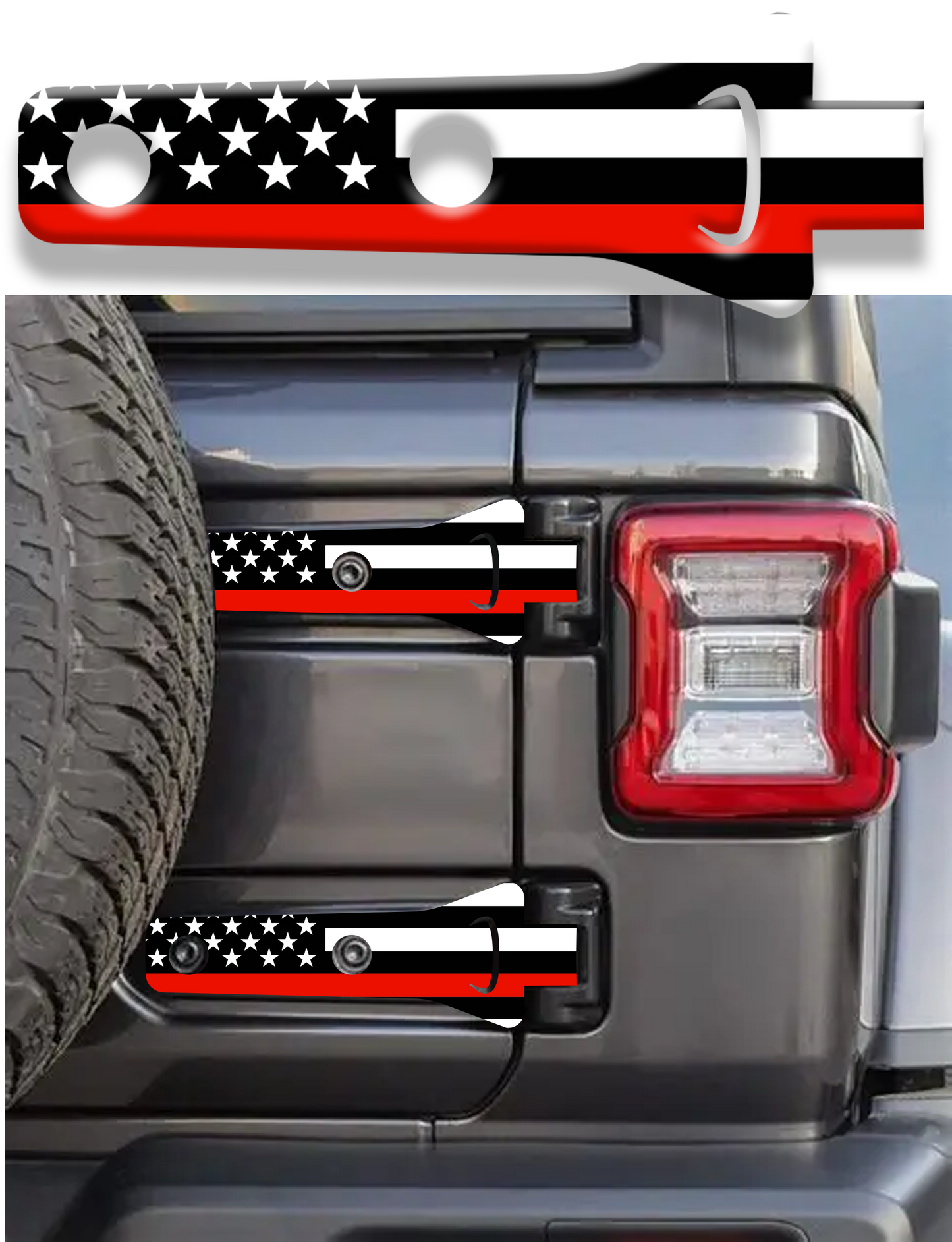 Rear gate hinge decal Fire flag 11