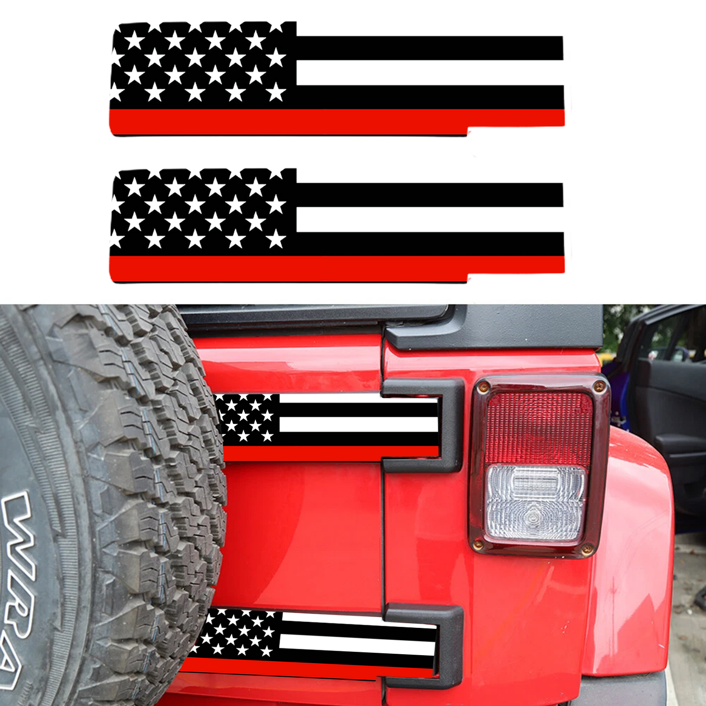 Rear gate hinge decal Fire flag 11