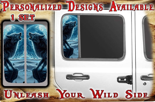 Side door window Wolf and blue moon 129
