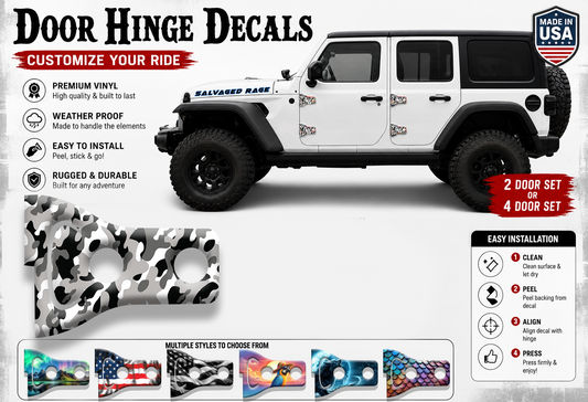 Black and white Camo Door hinge decals 13