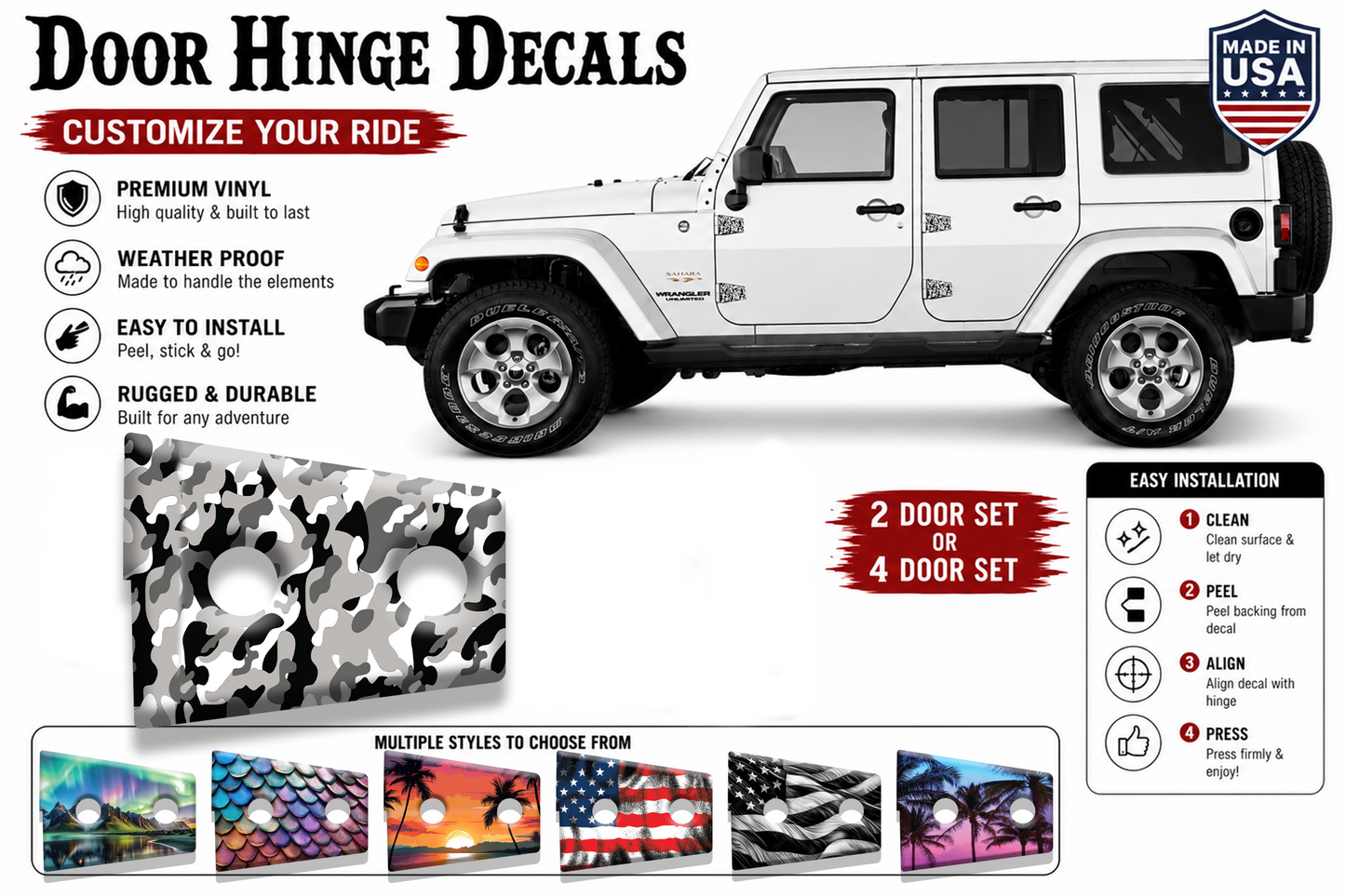 black and white Camo print hinge bundle 13