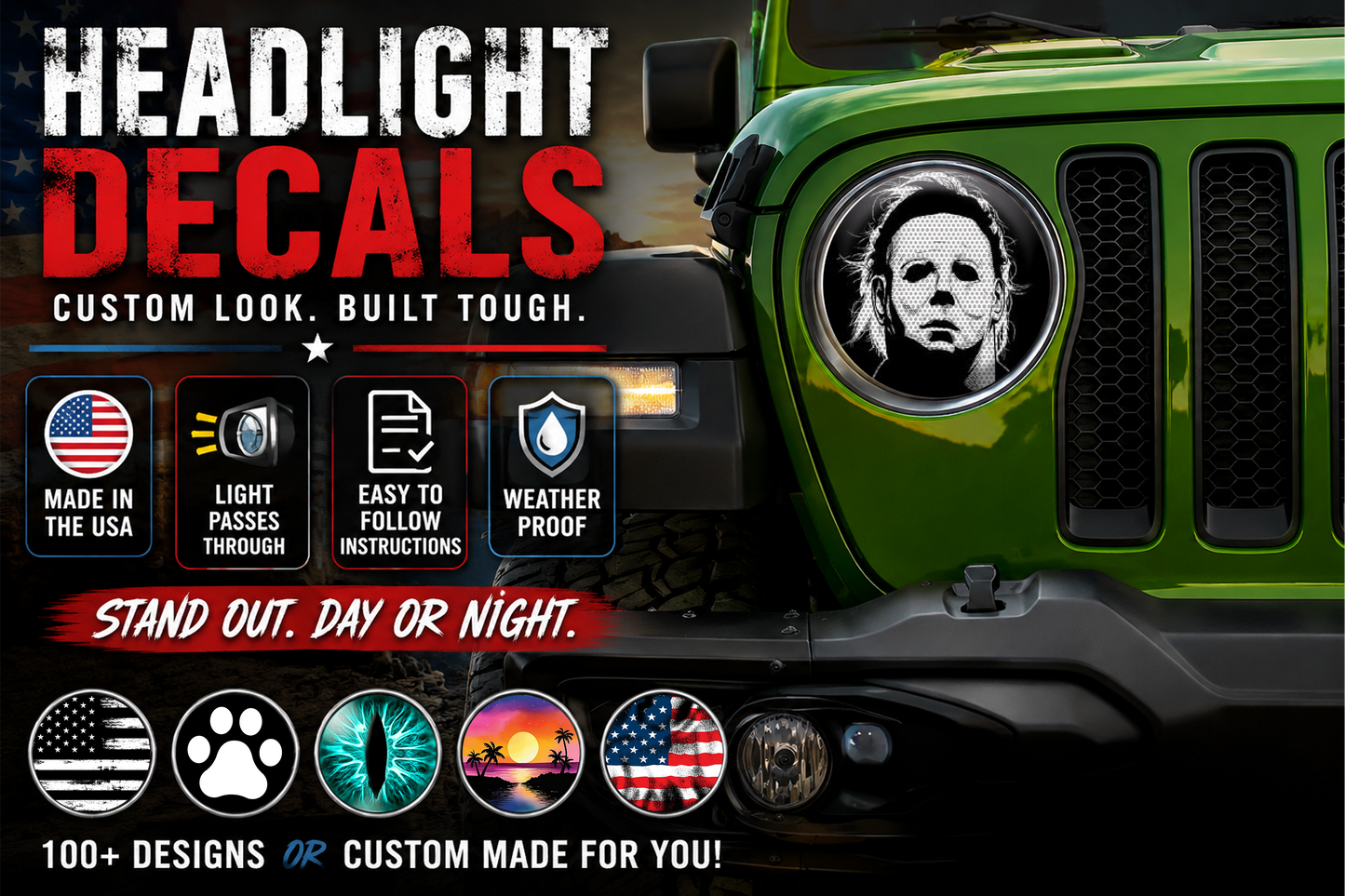 M myers eyes headlight decal 144