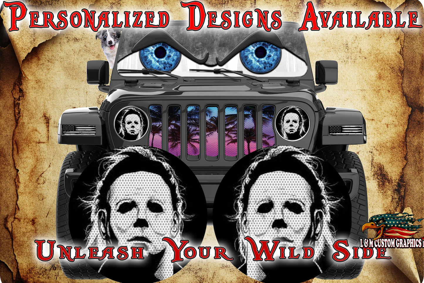 M myers eyes headlight decal 144
