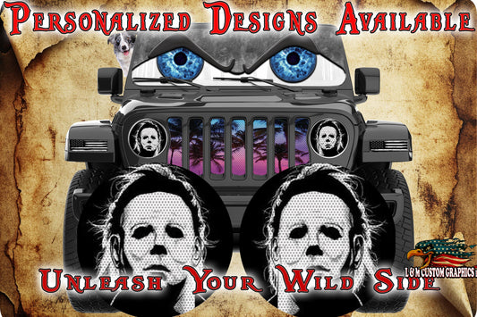 M myers eyes headlight decal