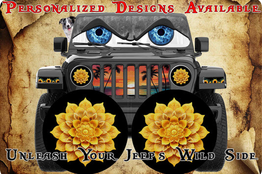 Flower Yellow headlight decals